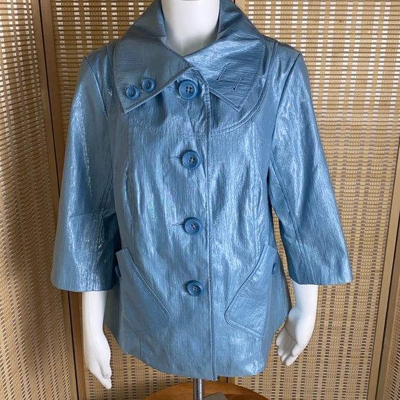 🔷Tribal Blue 3/4 Sleeve Chunky Button Collared Lined Jacket
Size 10 - Picture 1 of 7